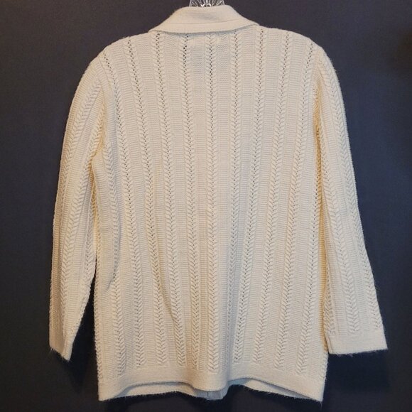 Vintage Cardigan Sweater Cuddle Knit 1970s Retro Cream Off White Size Sm Med - Picture 9 of 9